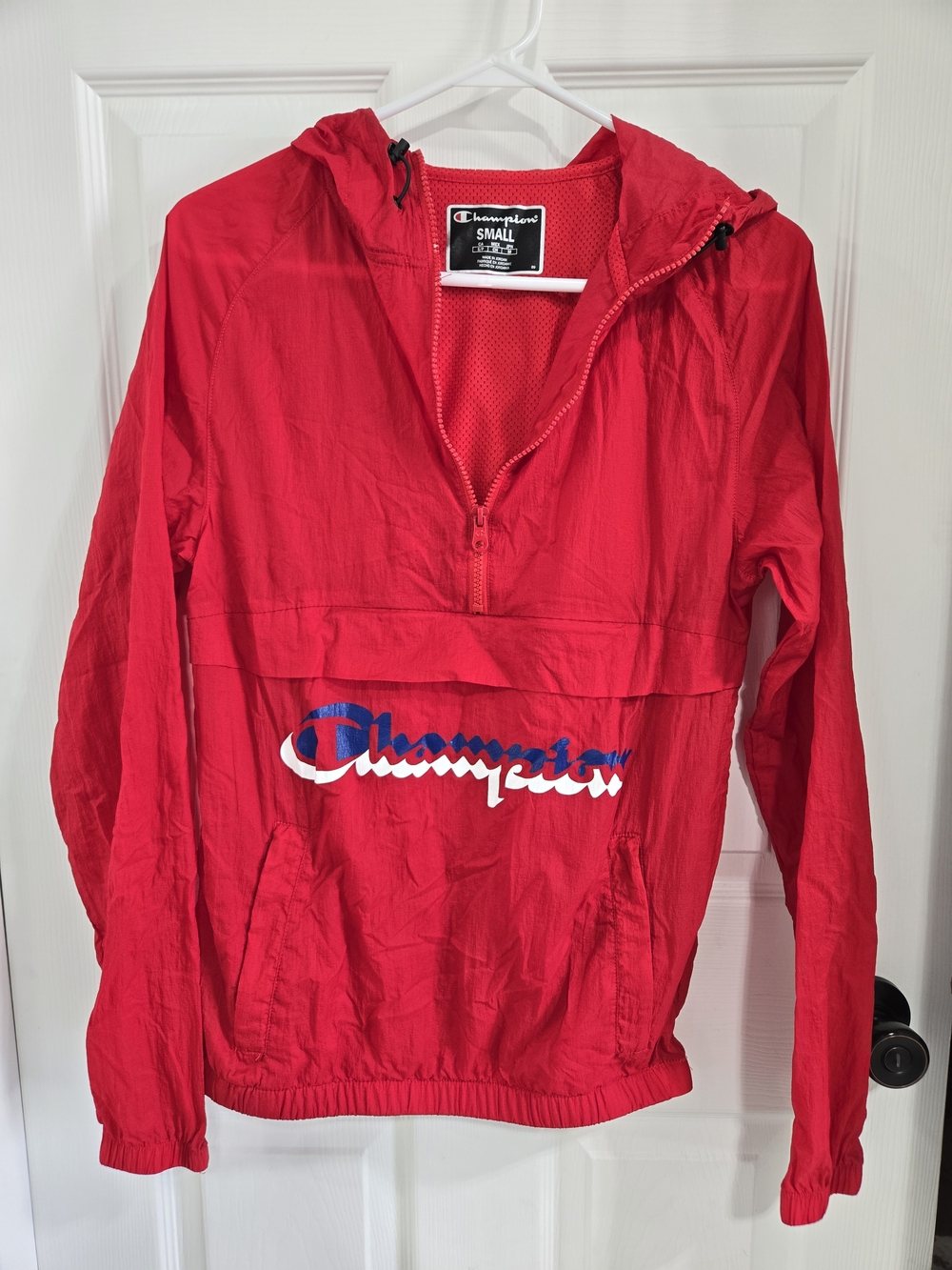 Champion Kids Red Hooded Windbreaker with Front Logo